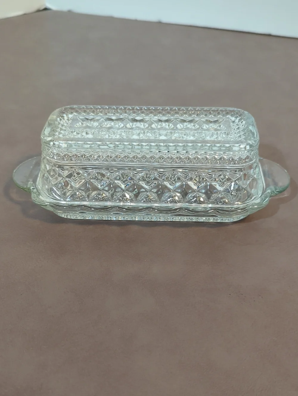 Vintage Anchor Hocking Wexford Clear Pressed Glass Covered Butter Dish